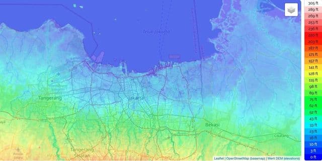 خريطة ارتفاع جاكرتا
